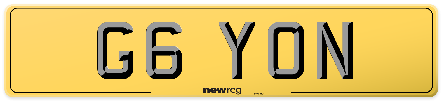 G6 YON Rear Number Plate