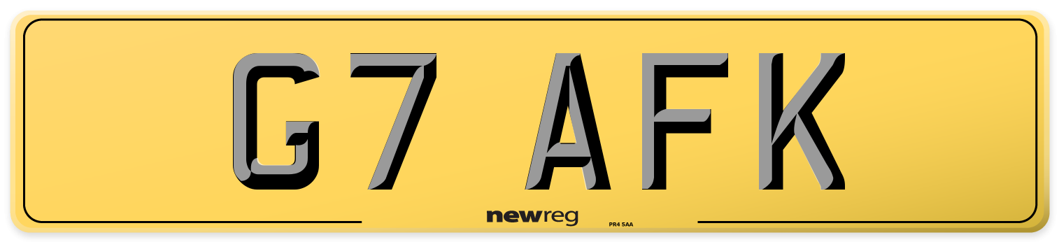 G7 AFK Rear Number Plate