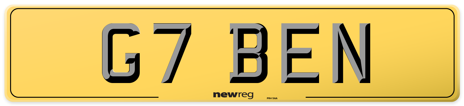 G7 BEN Rear Number Plate