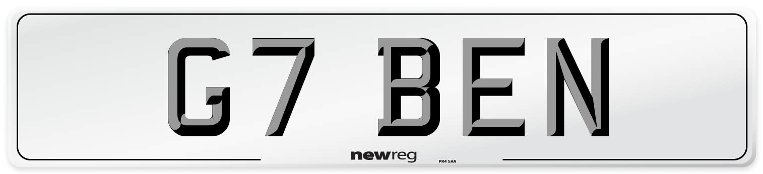 G7 BEN Front Number Plate