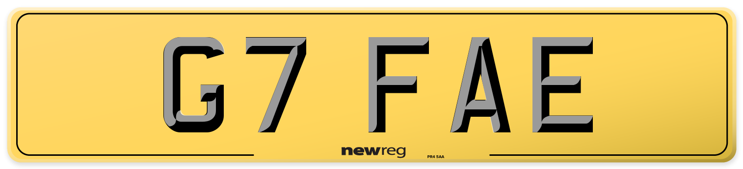 G7 FAE Rear Number Plate
