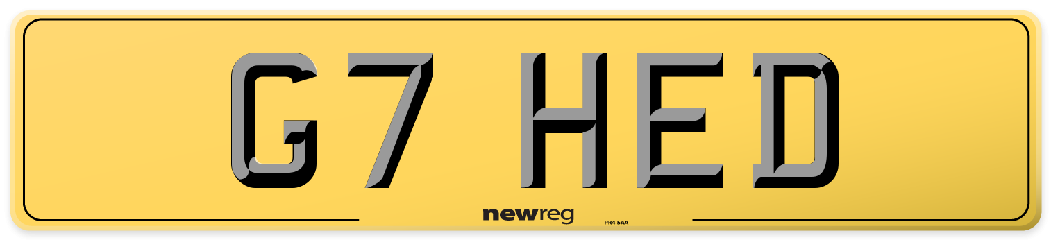 G7 HED Rear Number Plate