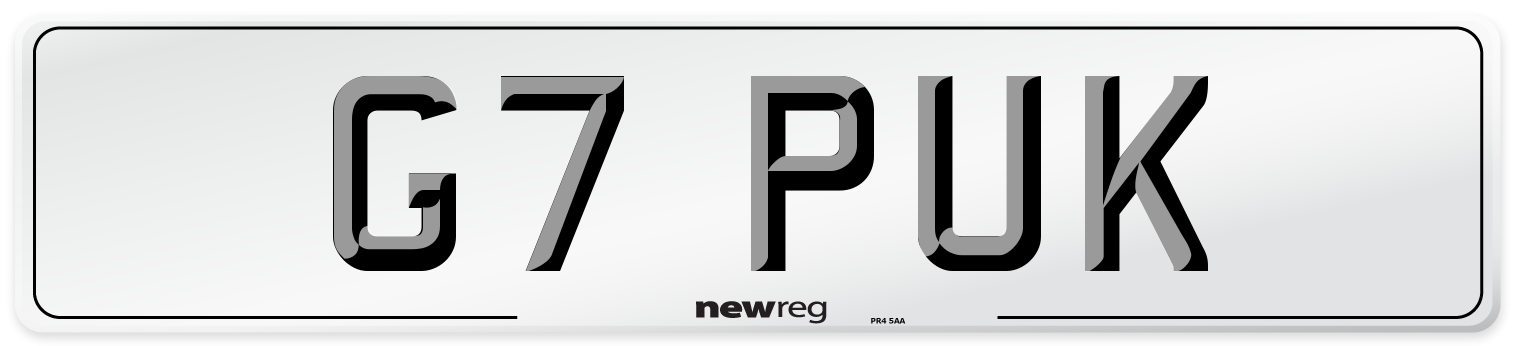 G7 PUK Front Number Plate