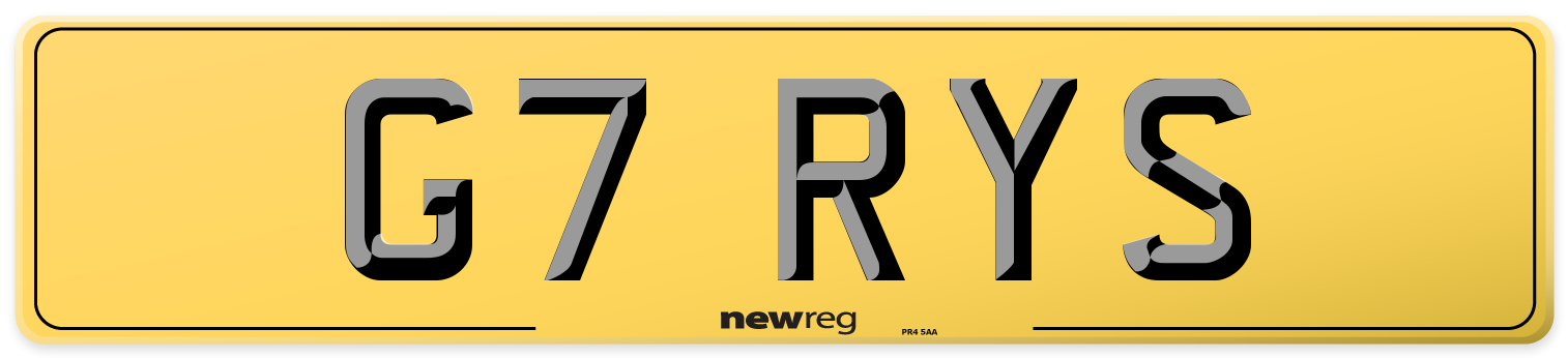G7 RYS Rear Number Plate