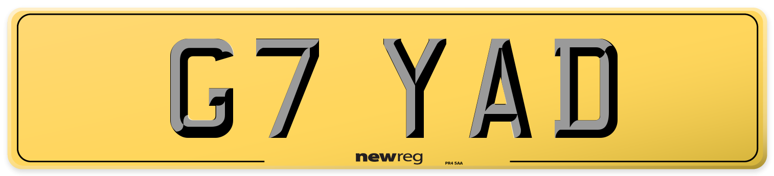 G7 YAD Rear Number Plate