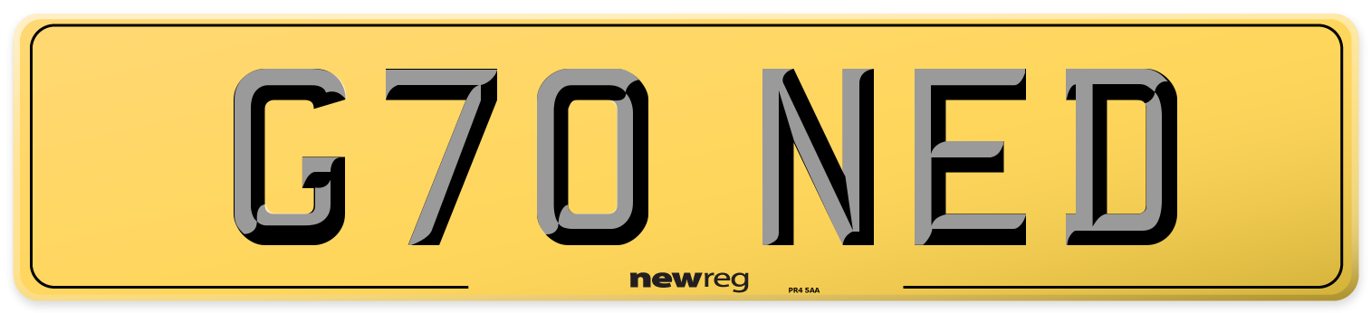 G70 NED Rear Number Plate