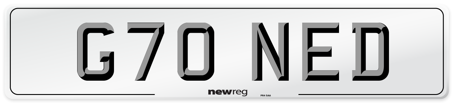 G70 NED Front Number Plate