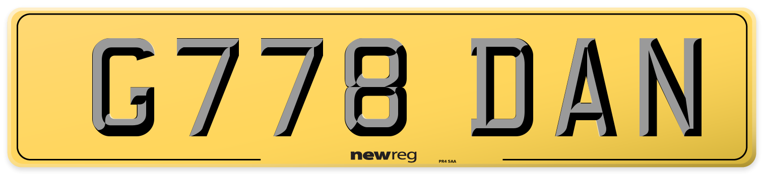 G778 DAN Rear Number Plate