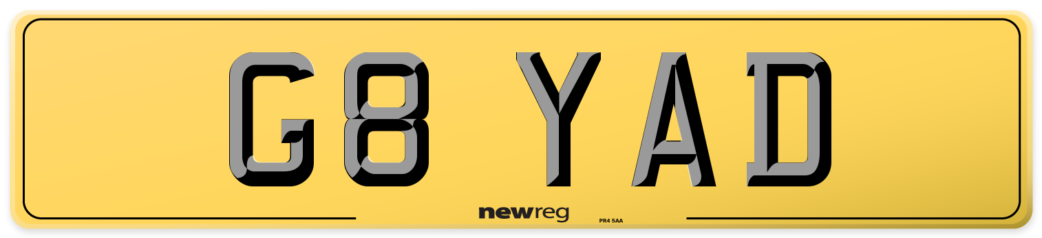 G8 YAD Rear Number Plate