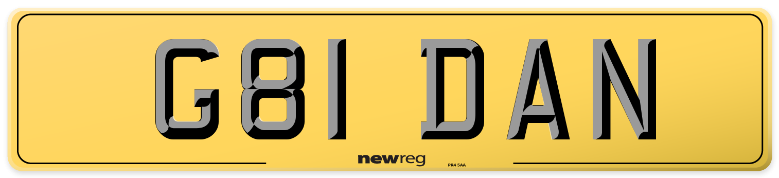 G81 DAN Rear Number Plate
