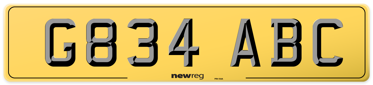 G834 ABC Rear Number Plate