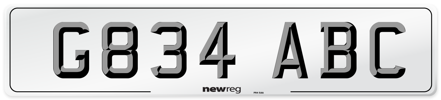 G834 ABC Front Number Plate