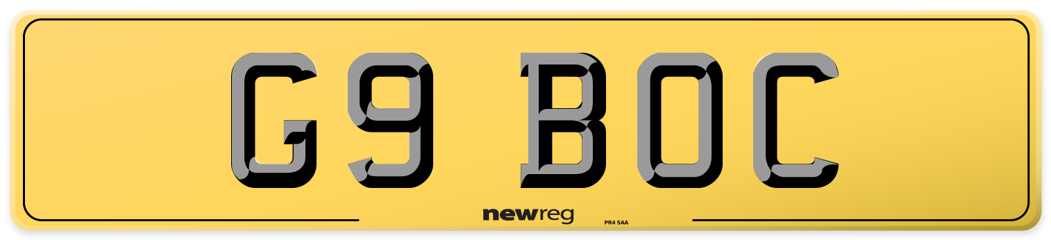G9 BOC Rear Number Plate