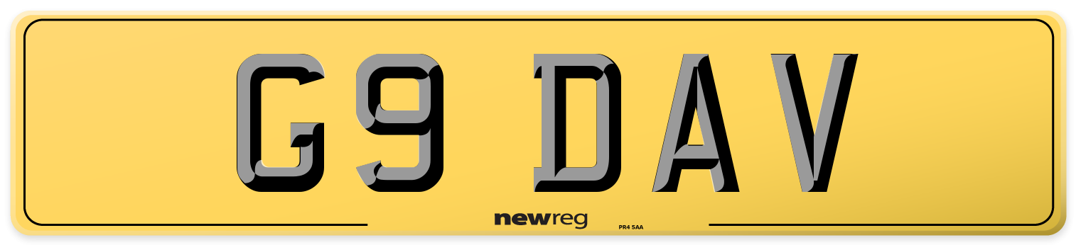 G9 DAV Rear Number Plate