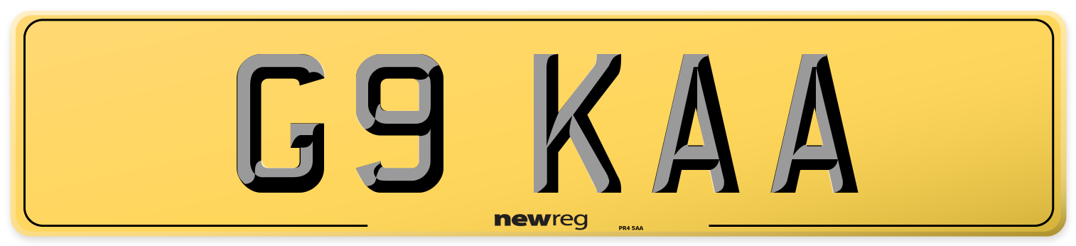 G9 KAA Rear Number Plate