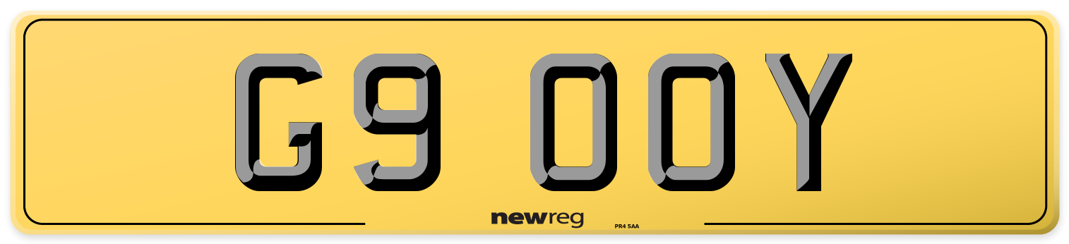 G9 OOY Rear Number Plate