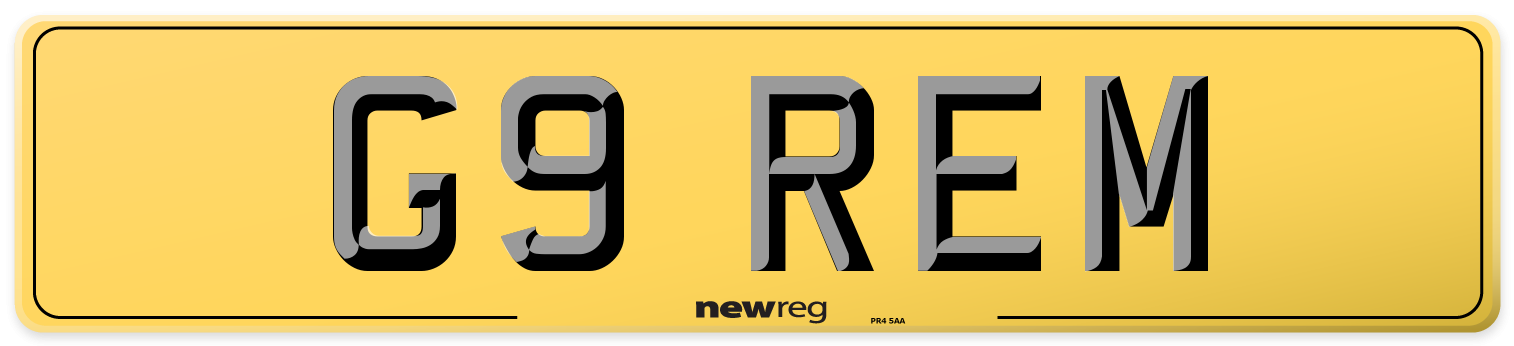 G9 REM Rear Number Plate