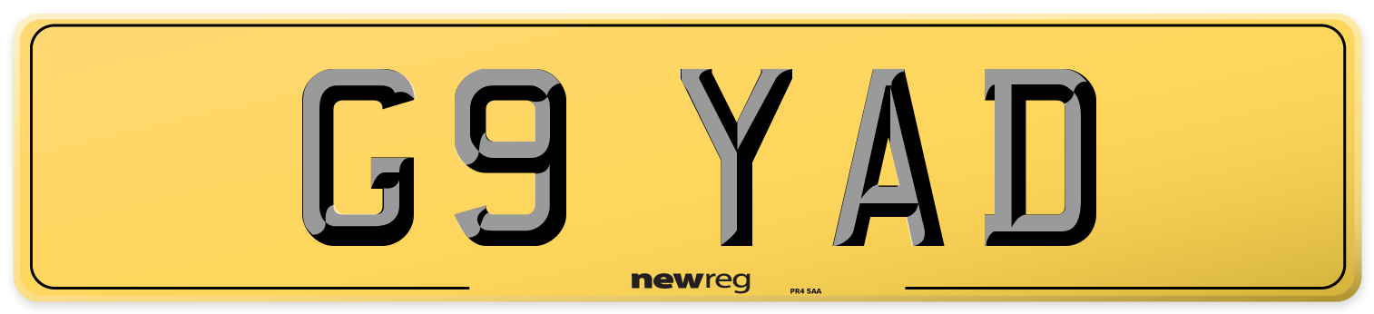 G9 YAD Rear Number Plate