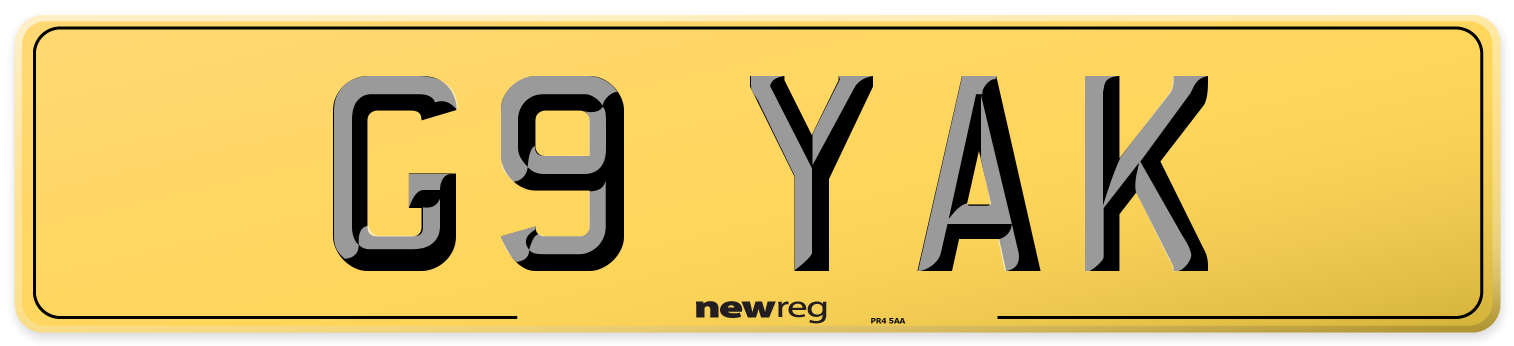 G9 YAK Rear Number Plate