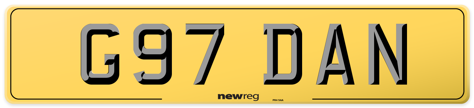 G97 DAN Rear Number Plate