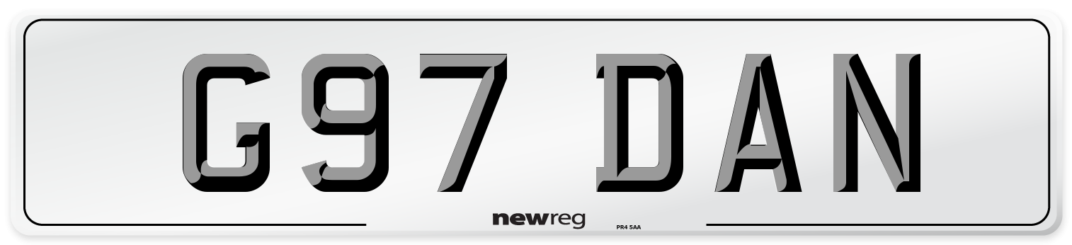 G97 DAN Front Number Plate