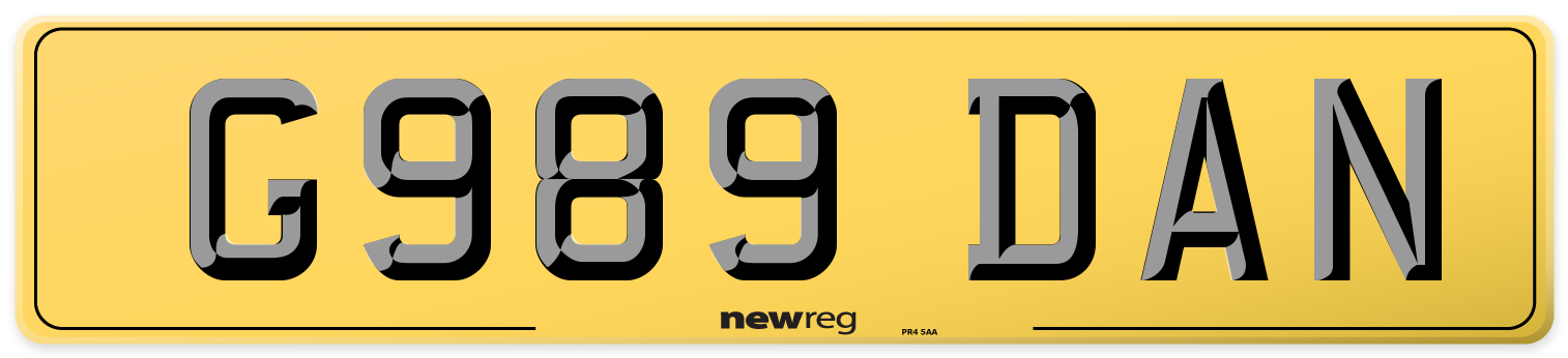 G989 DAN Rear Number Plate