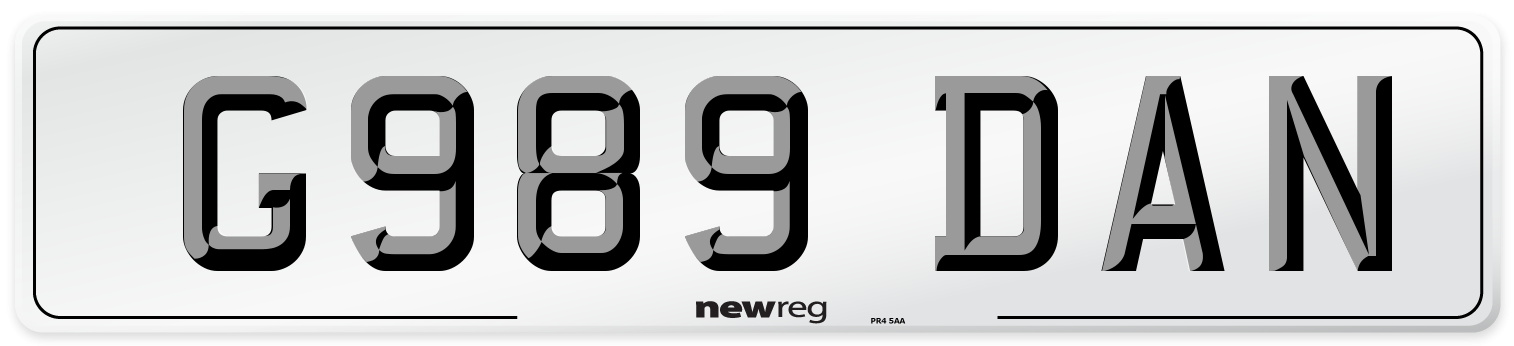 G989 DAN Front Number Plate