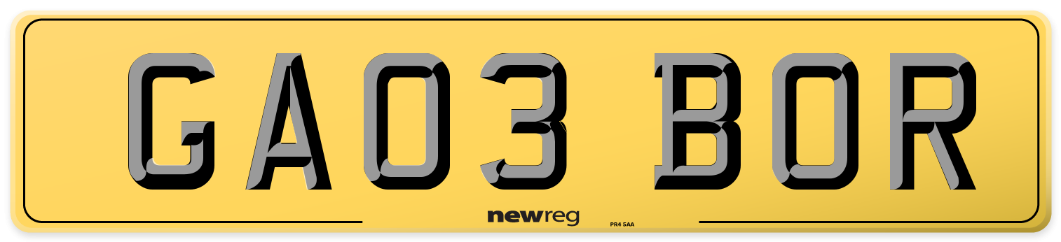 GA03 BOR Rear Number Plate