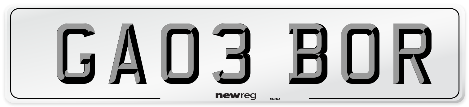 GA03 BOR Front Number Plate