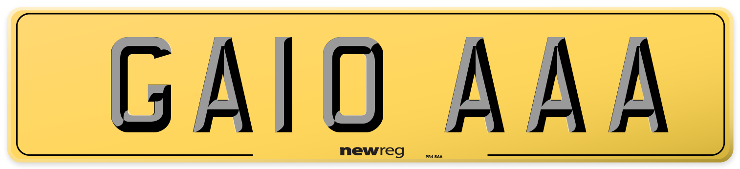 GA10 AAA Rear Number Plate