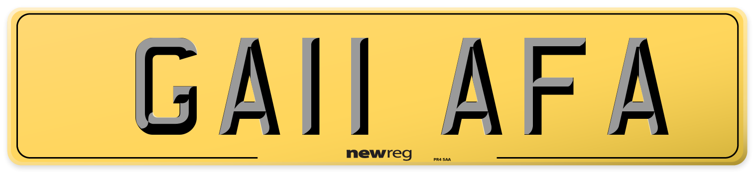 GA11 AFA Rear Number Plate