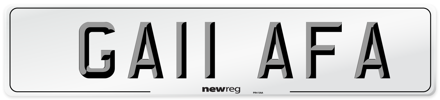 GA11 AFA Front Number Plate