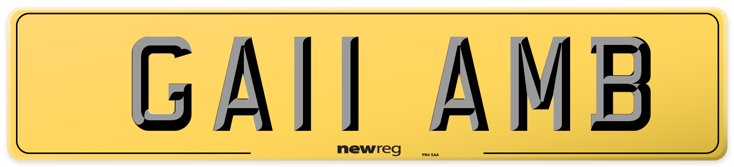 GA11 AMB Rear Number Plate