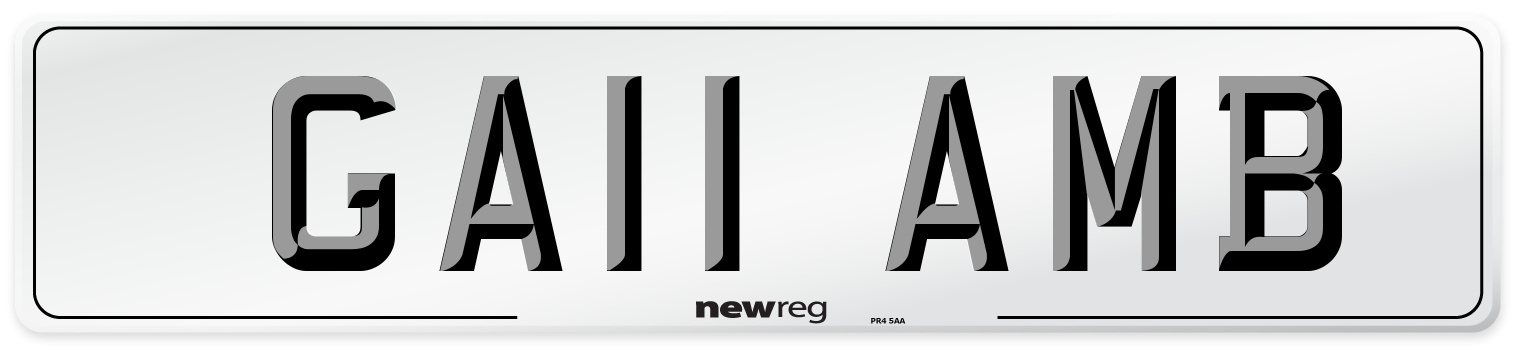 GA11 AMB Front Number Plate