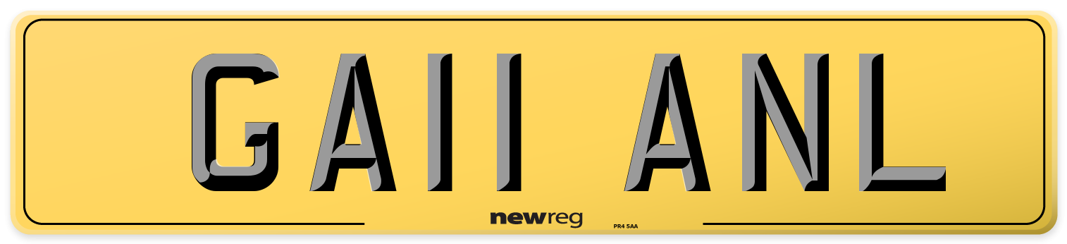 GA11 ANL Rear Number Plate