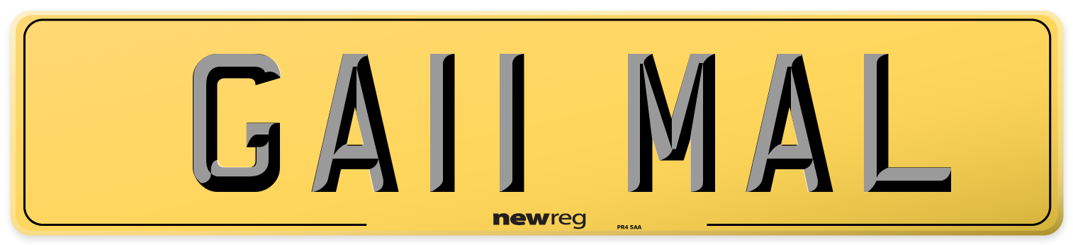 GA11 MAL Rear Number Plate