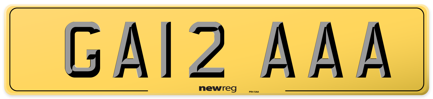 GA12 AAA Rear Number Plate