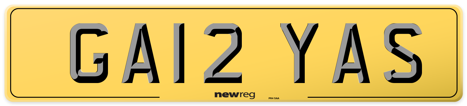 GA12 YAS Rear Number Plate