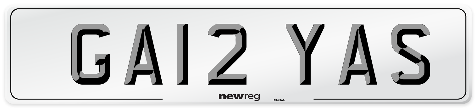 GA12 YAS Front Number Plate