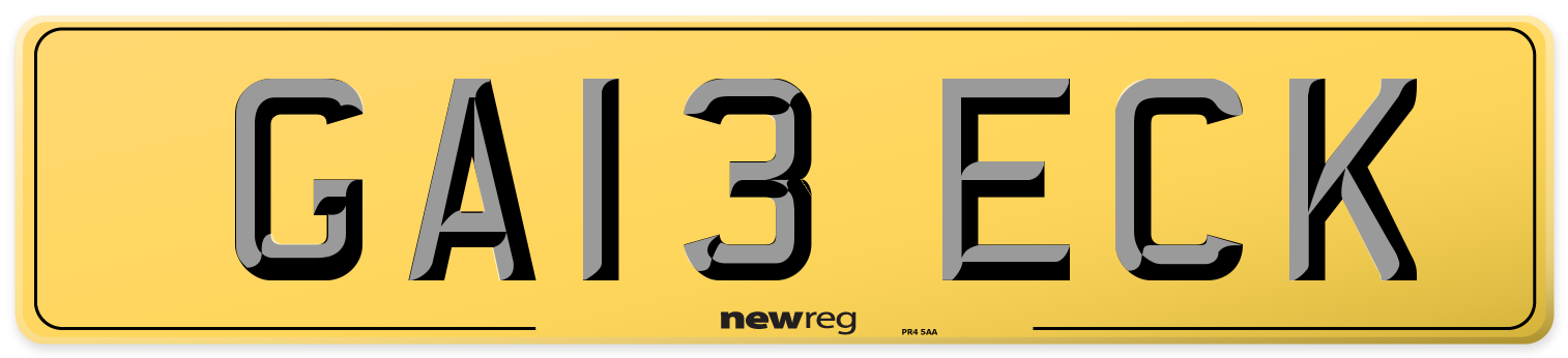 GA13 ECK Rear Number Plate