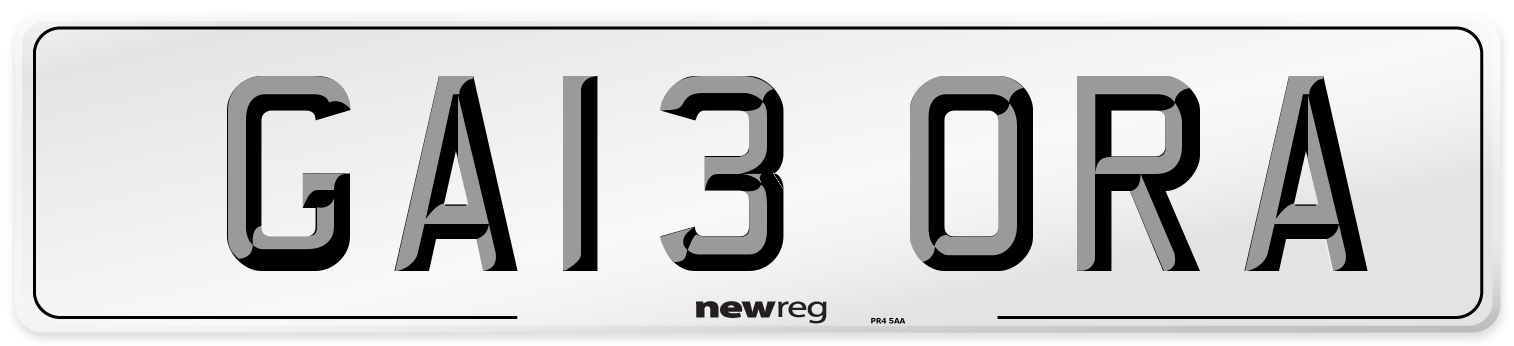 GA13 ORA Front Number Plate