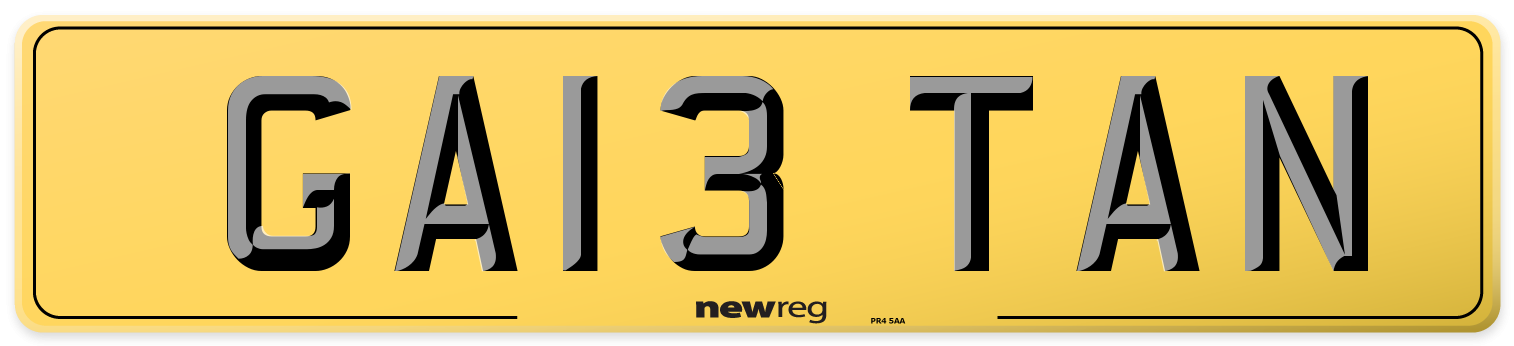 GA13 TAN Rear Number Plate