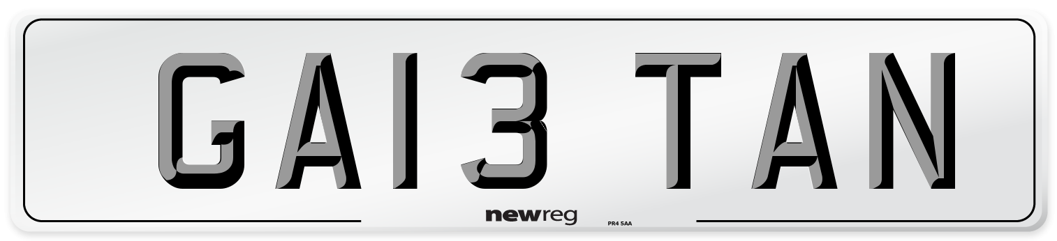 GA13 TAN Front Number Plate