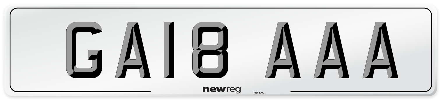 GA18 AAA Front Number Plate