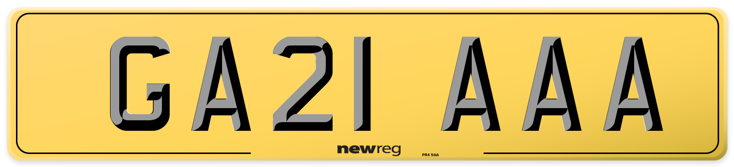 GA21 AAA Rear Number Plate