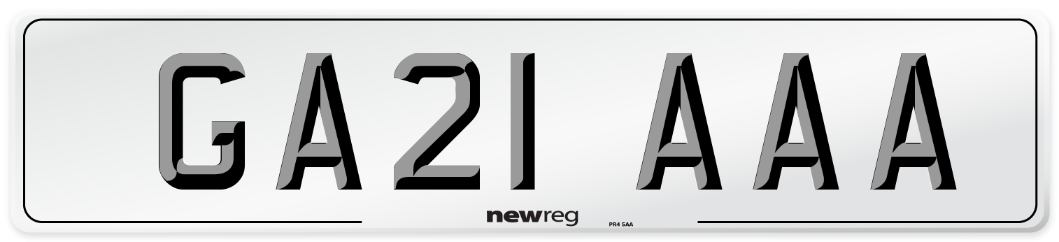 GA21 AAA Front Number Plate