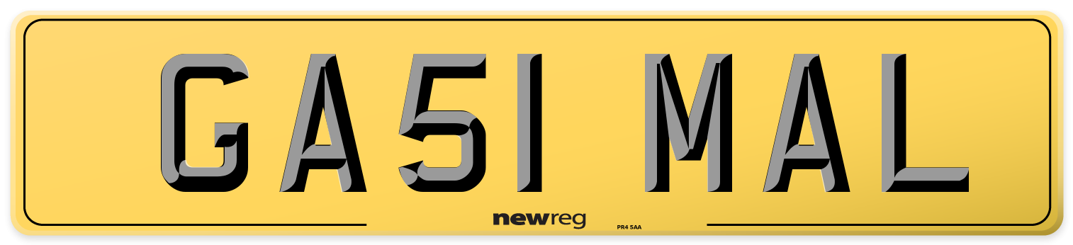 GA51 MAL Rear Number Plate