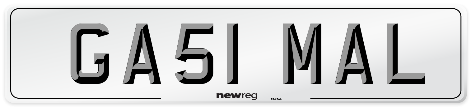 GA51 MAL Front Number Plate