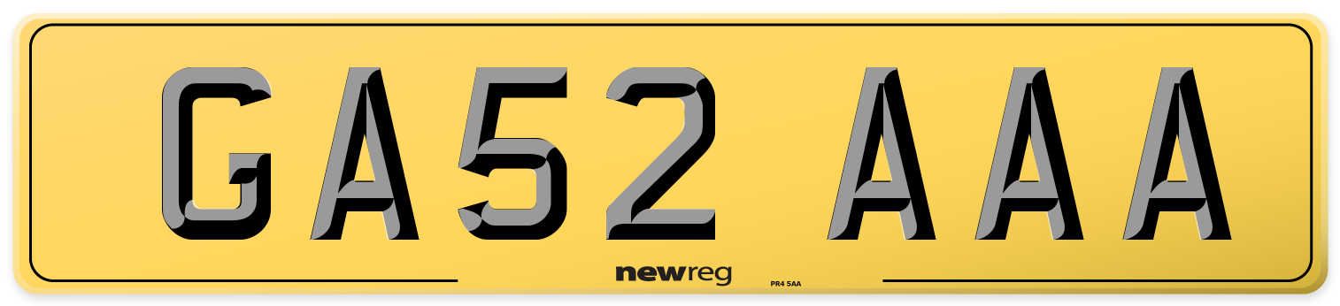 GA52 AAA Rear Number Plate