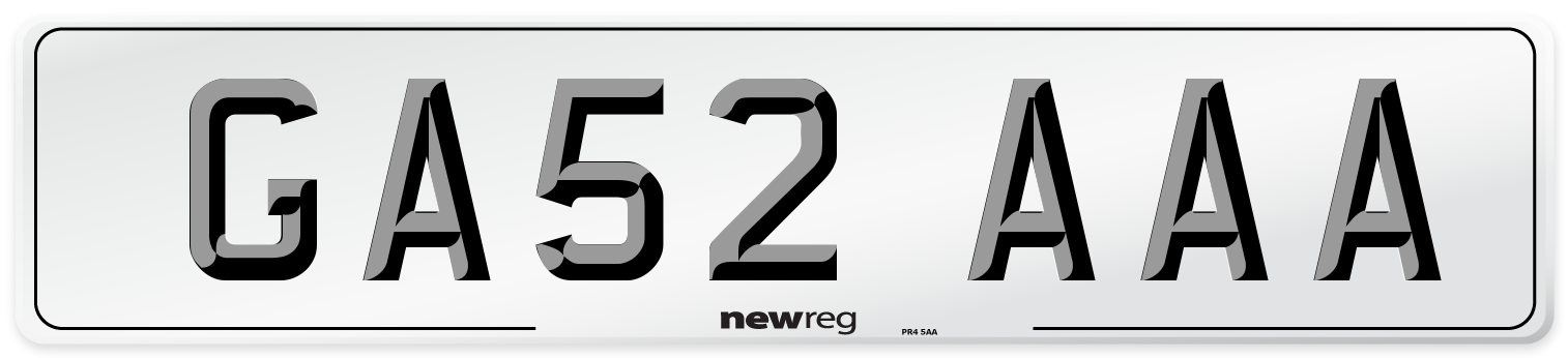 GA52 AAA Front Number Plate